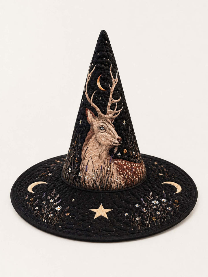 Mystical Deer Gothic | Quilted Witch Hat