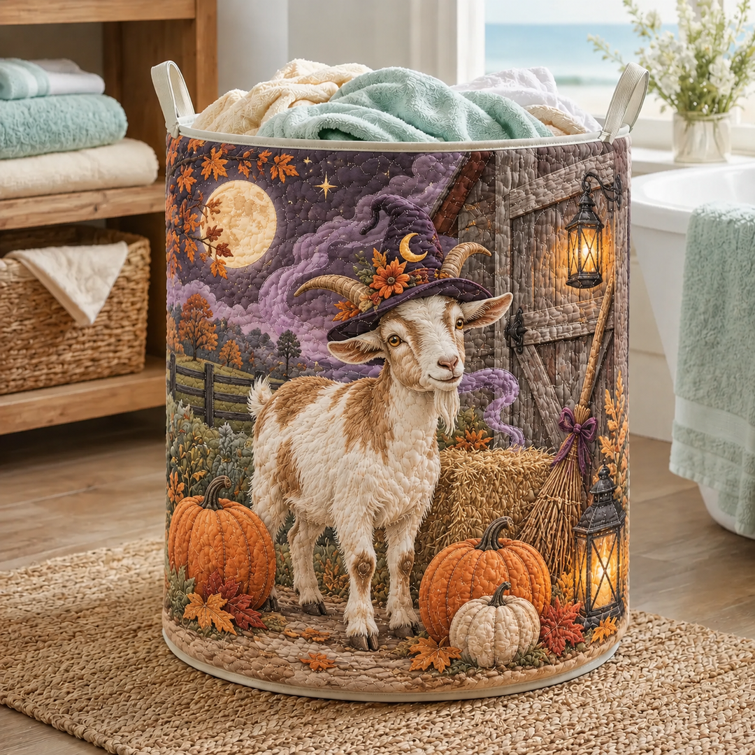 Witch Goat Pumpkin Patch | Quilted Laundry Basket