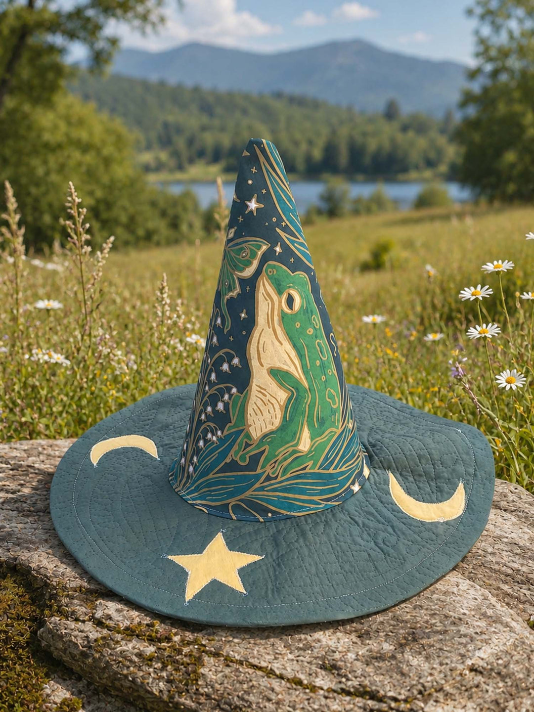 Celestial Frog | Quilted Witch Hat