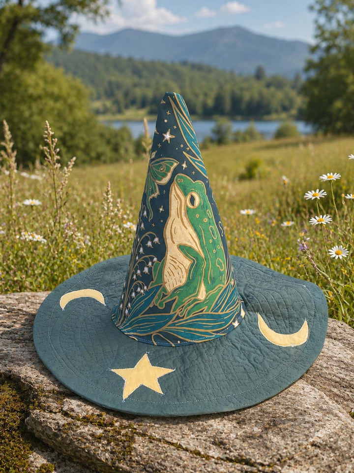 Celestial Frog | Quilted Witch Hat