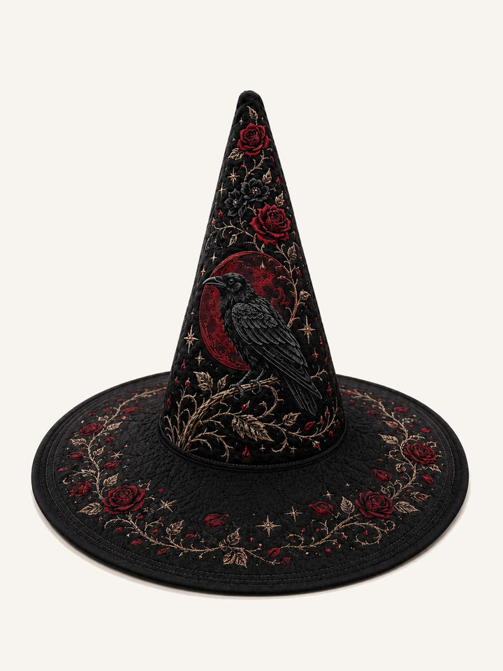Black Rose Raven Victorian Gothic | Quilted Witch Hat