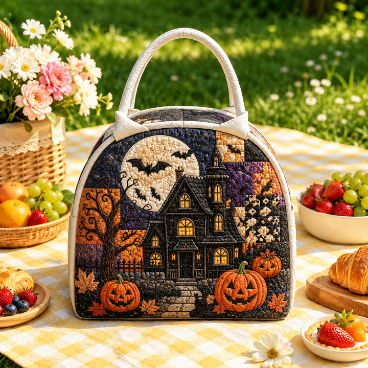 Haunted House Full Moon | Quilted Lunch Bag