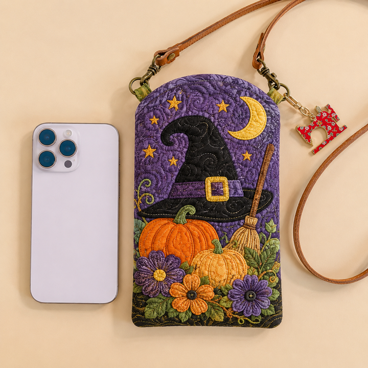 Witch Hat Pumpkin Garden | Quilted Phone Crossbody Bag
