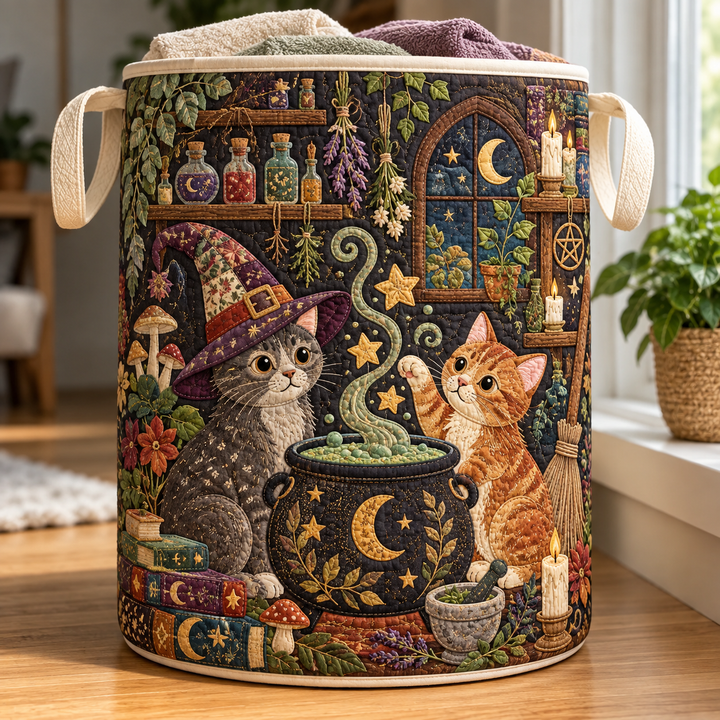 Witch Cats Potion Night | Quilted Laundry Basket