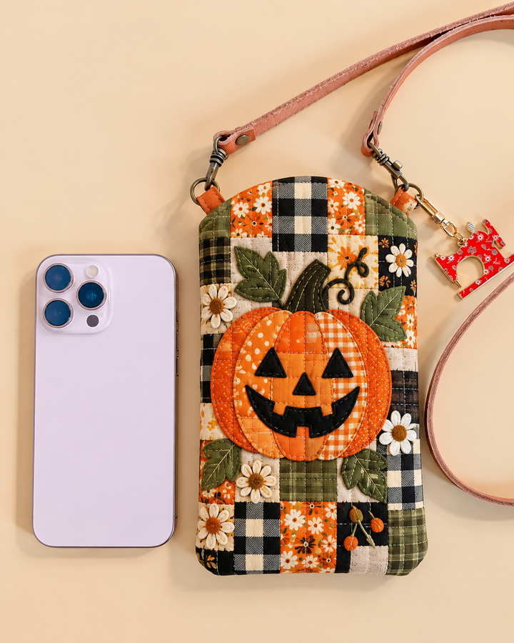 Plaid Jack-o’-Lantern | Quilted Phone Crossbody Bag