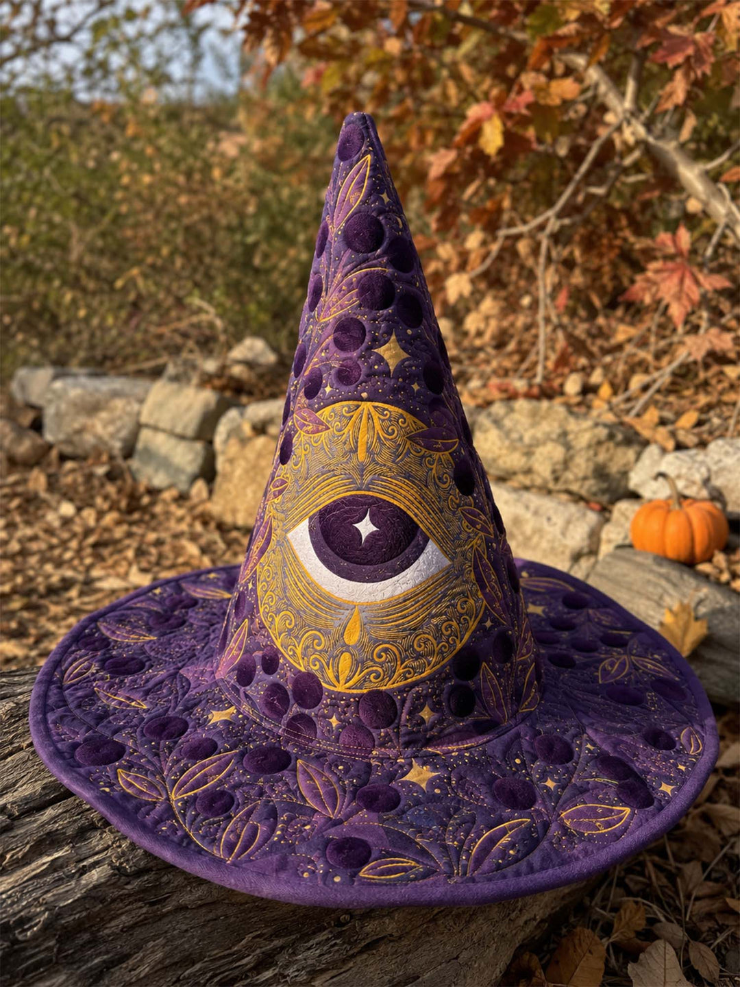 Mystic Moon Eye Celestial Gothic | Quilted Witch Hat