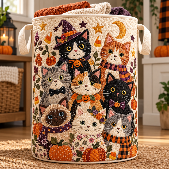 Cat Party | Quilted Laundry Basket