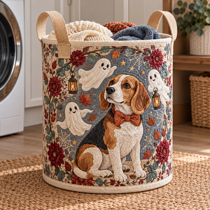 Beagle Ghost Garden | Quilted Laundry Basket