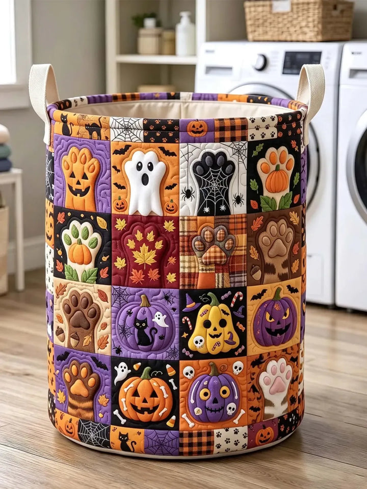 Cat Paw Pumpkin | Quilted Laundry Basket