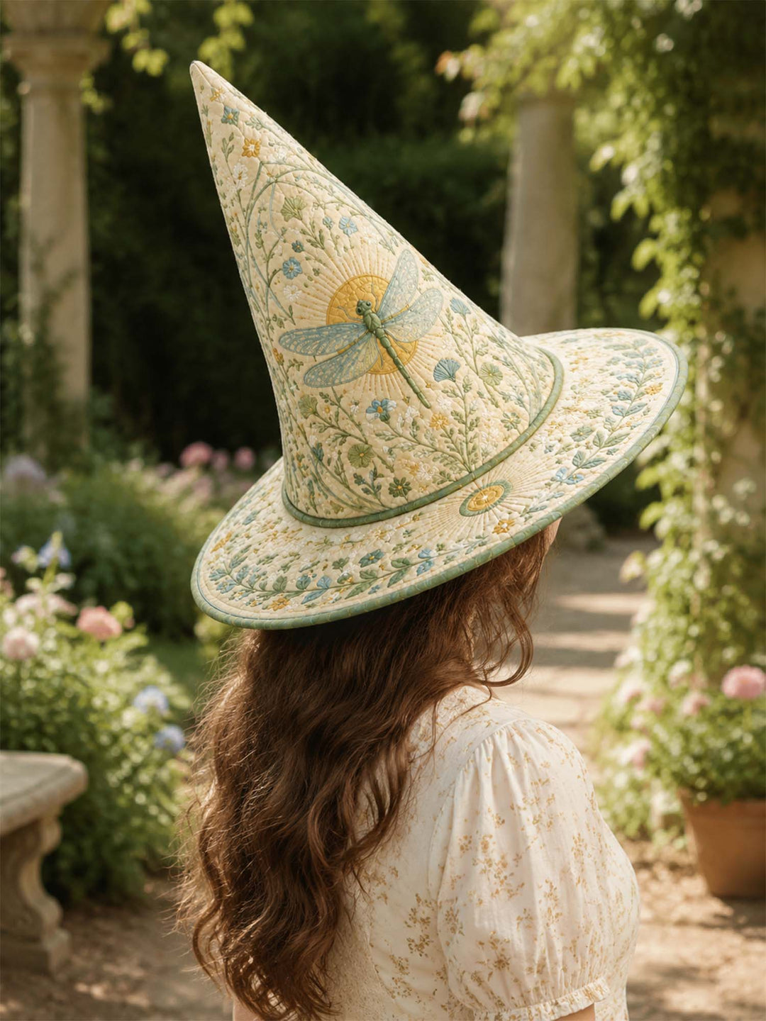 Dragonfly Garden Vintage Fairy | Quilted Witch Hat