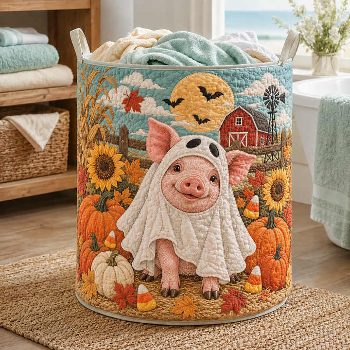 Piglet Ghost Costume Harvest | Quilted Laundry Basket