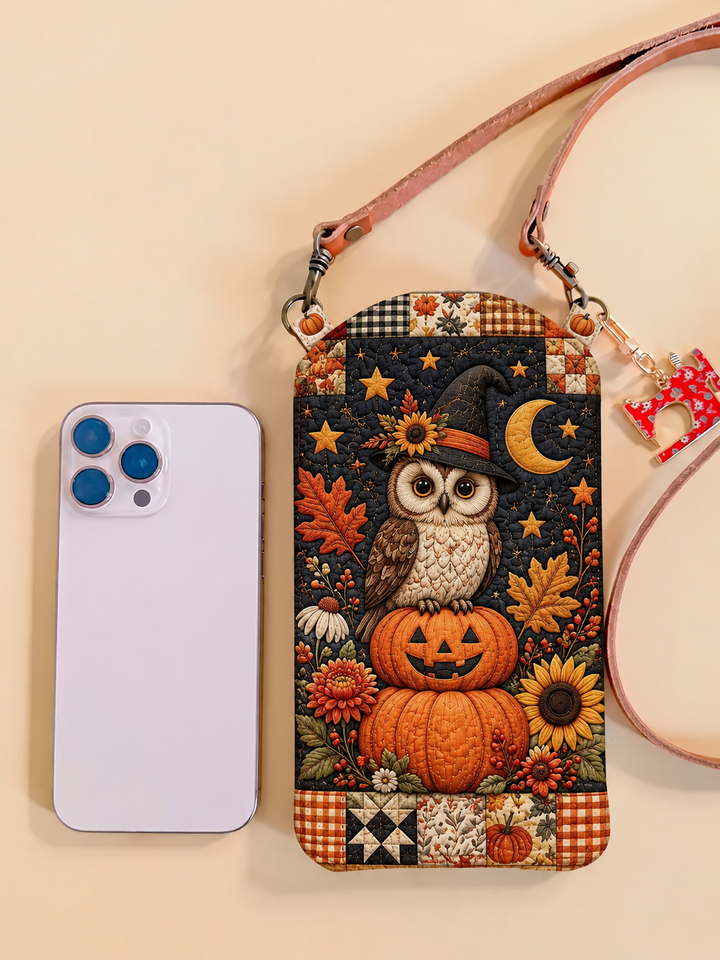 Owl Pumpkin | Quilted Phone Crossbody Bag
