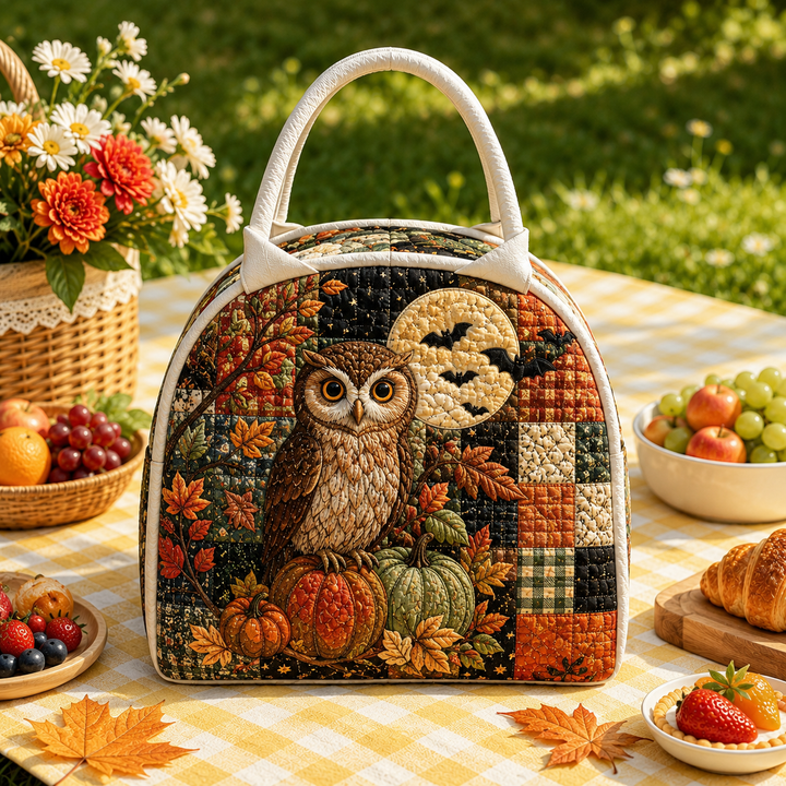 Owl Harvest Moon | Quilted Lunch Bag