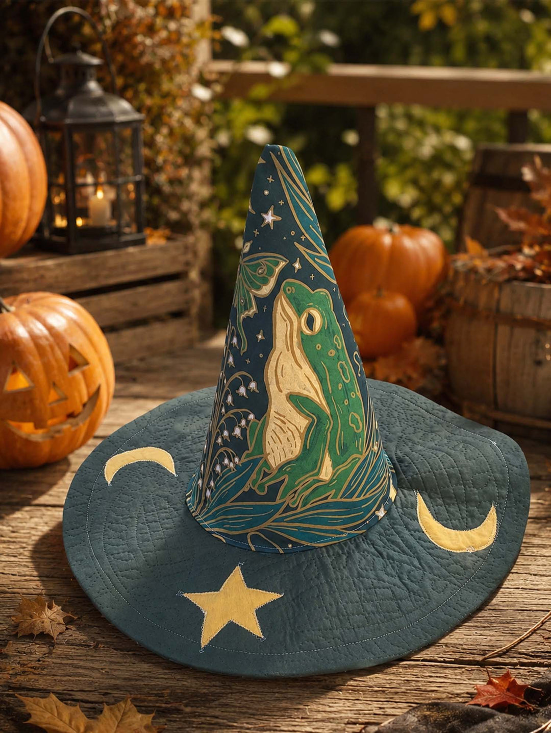 Celestial Frog | Quilted Witch Hat