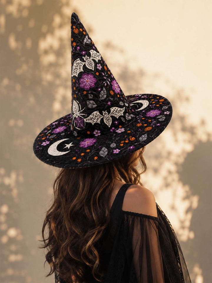 Bat Floral Moon | Quilted Witch Hat