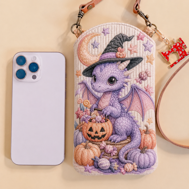 Lavender Witch Dragon | Quilted Phone Crossbody Bag