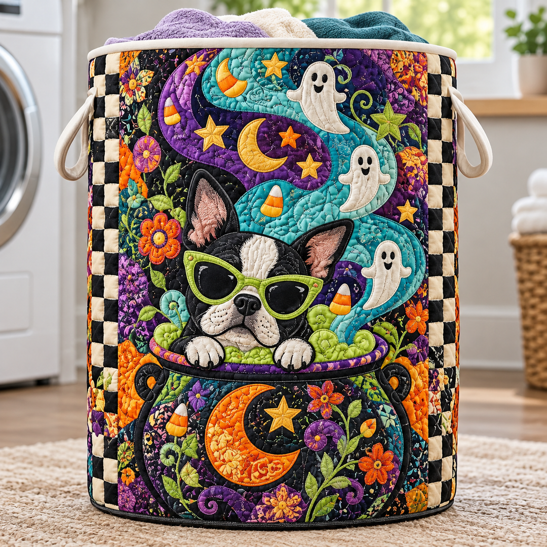 Neon Puppy Ghost Party | Quilted Laundry Basket