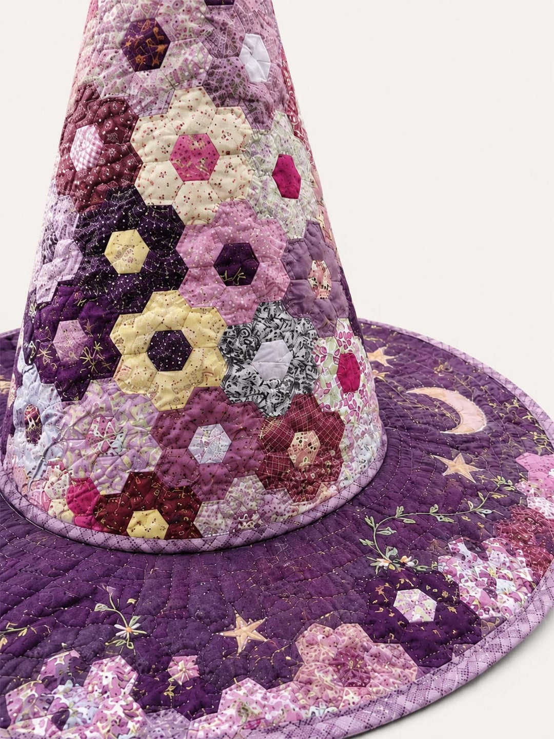 Hexagon Patchwork Celestial | Quilted Witch Hat