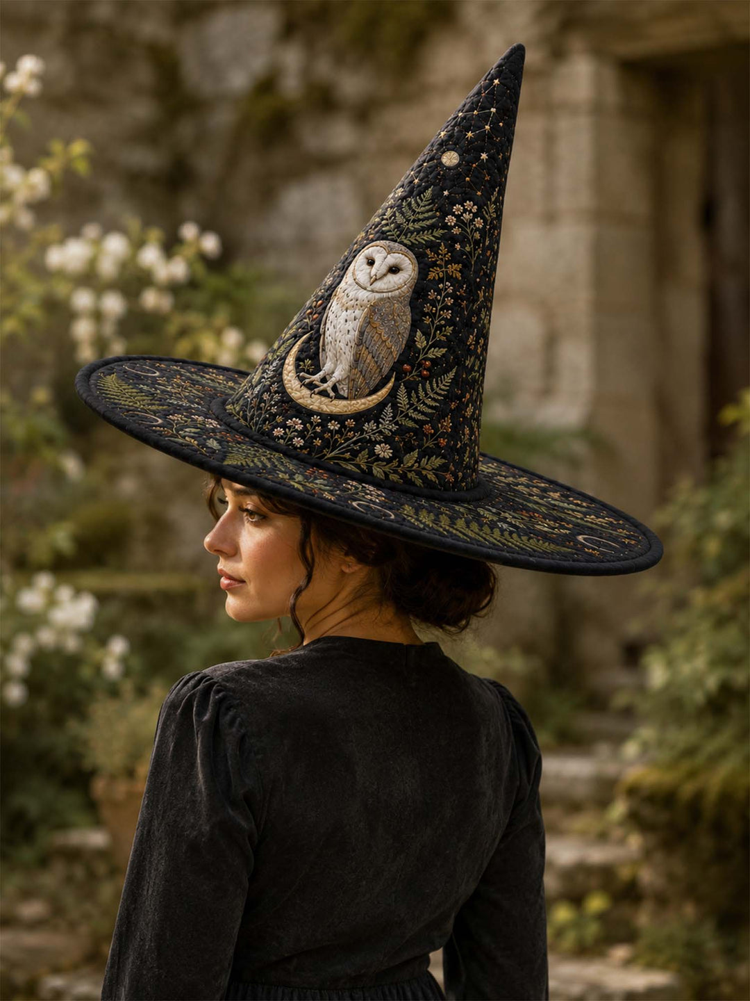 Moonlit Owl Dark Forest Gothic | Quilted Witch Hat