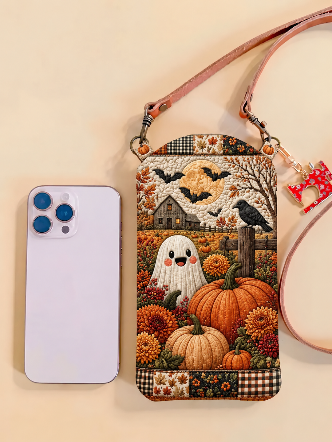 Ghost Pumpkin Harvest | Quilted Phone Crossbody Bag