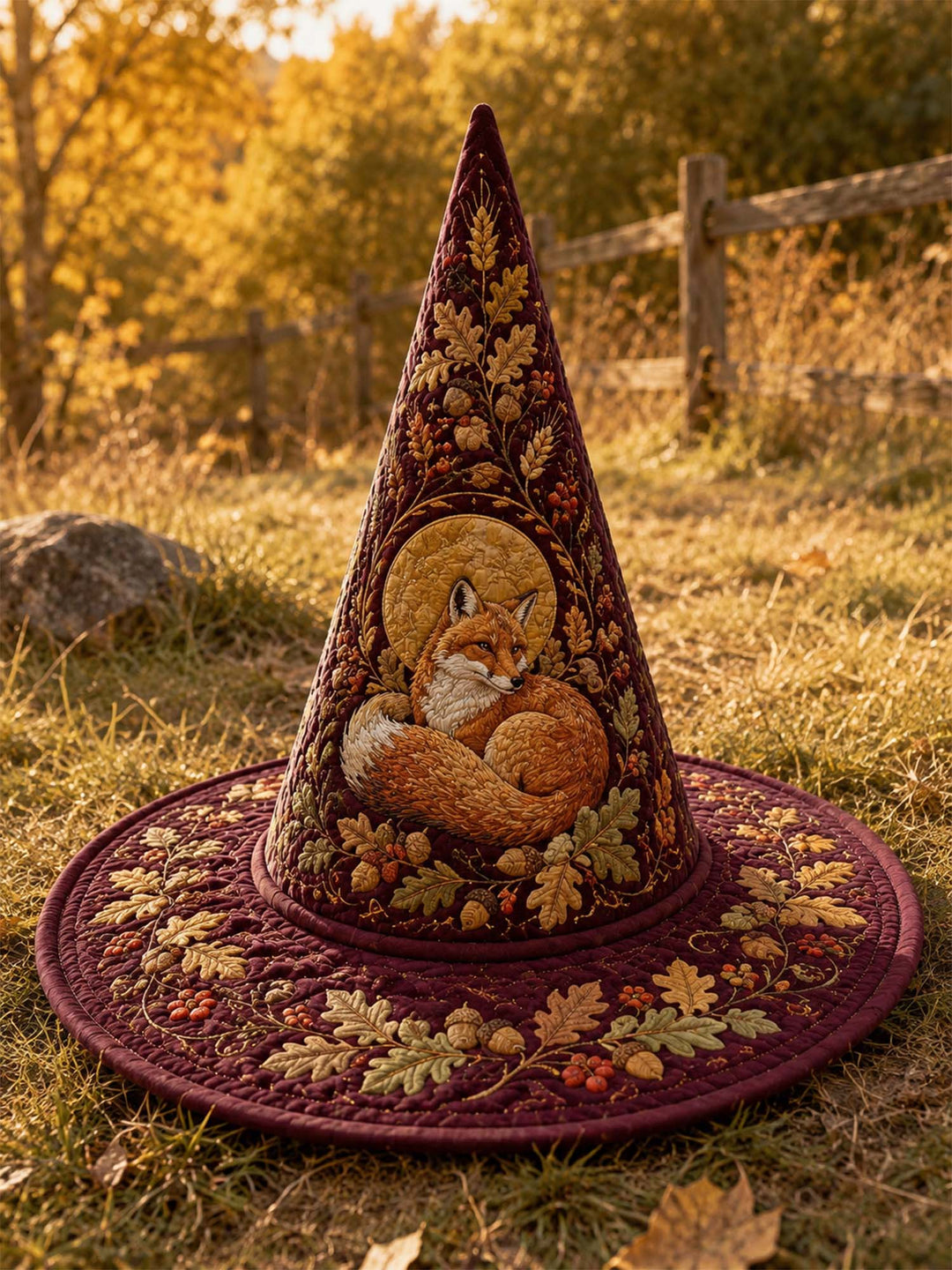 Autumn Fox Woodland Cottage | Quilted Witch Hat