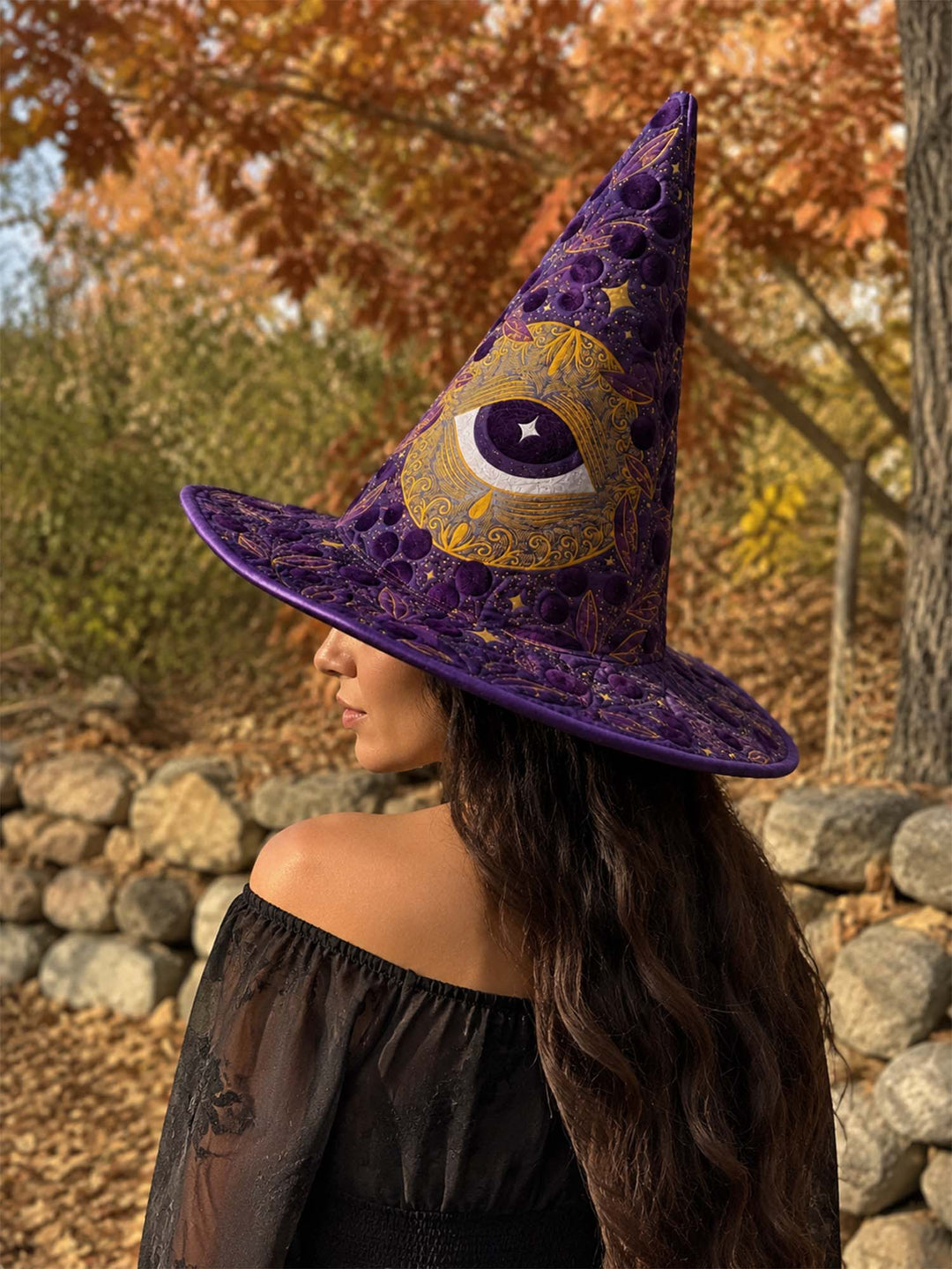 Mystic Moon Eye Celestial Gothic | Quilted Witch Hat