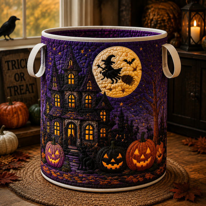 Witch Haunted House | Quilted Laundry Basket