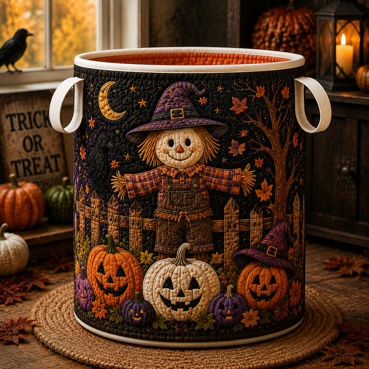 Scarecrow Pumpkin | Quilted Laundry Basket