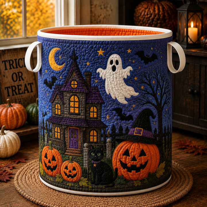 Haunted House and Ghost | Quilted Laundry Basket