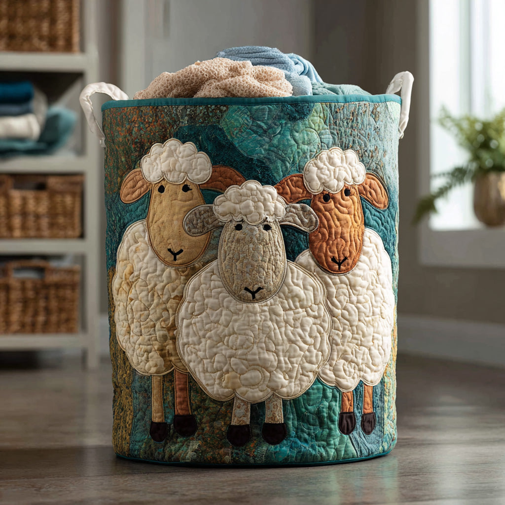 Poppy Fluff Parade | Quilted Laundry Basket