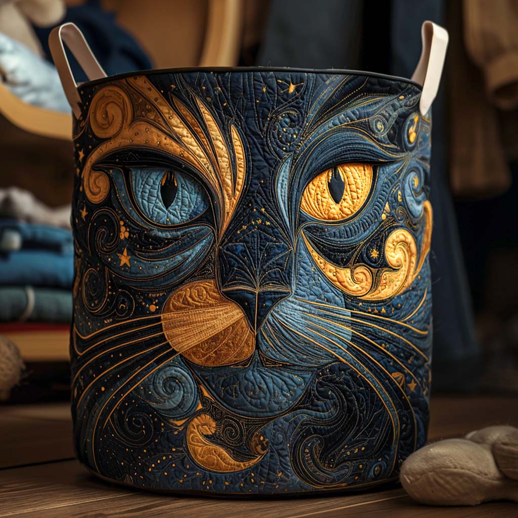 Freya Galaxy Cat | Quilted Laundry Basket