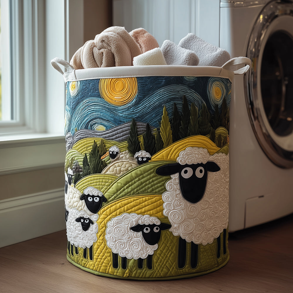 Matilda Lamb Meadow | Quilted Laundry Basket