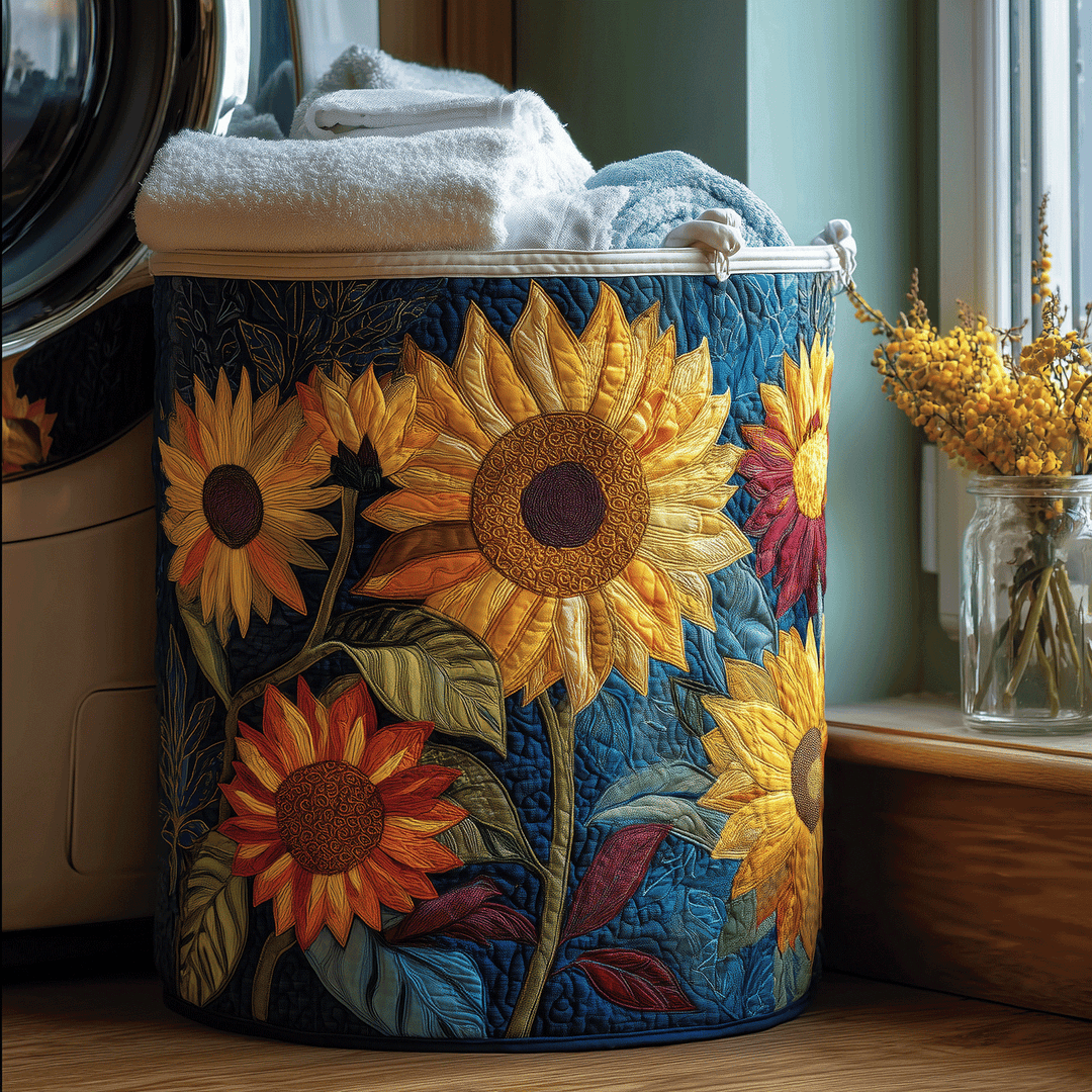 Sunny Sunshine Floral | Quilted Laundry Basket