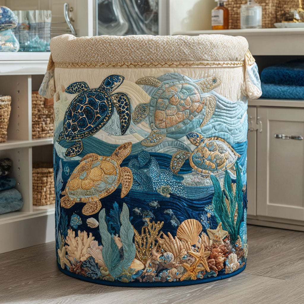 Pearl Shell Shine | Quilted Laundry Basket