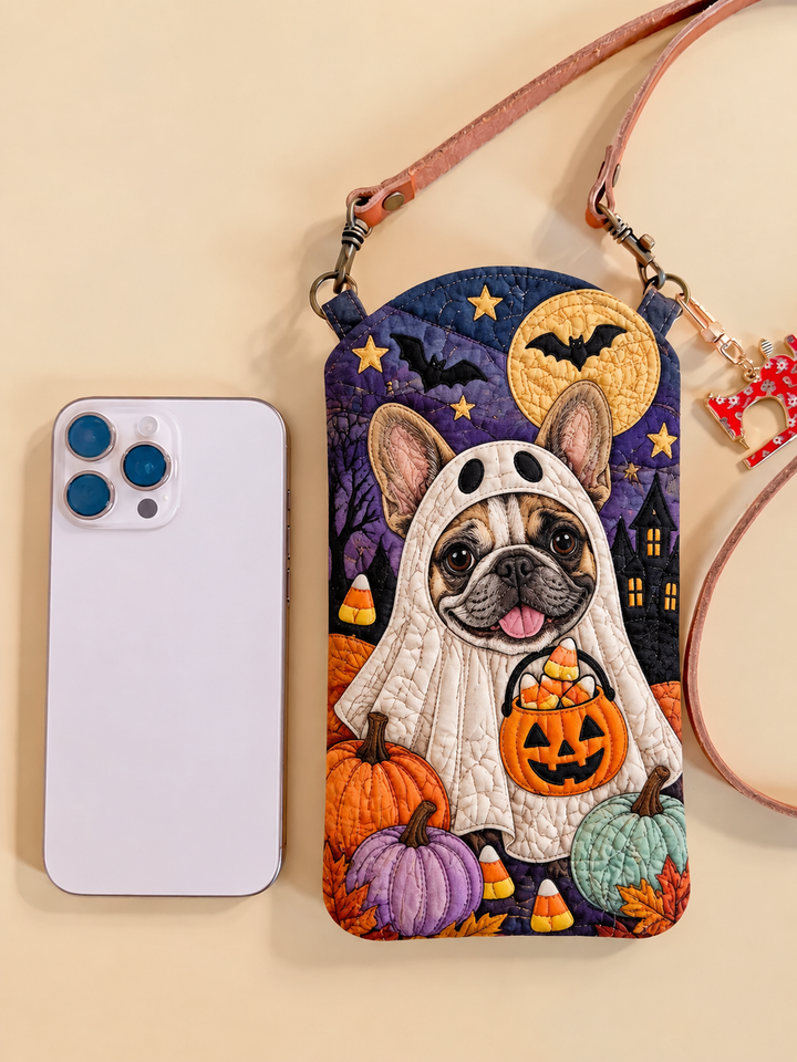 Ghost Costume Pug | Quilted Phone Crossbody Bag