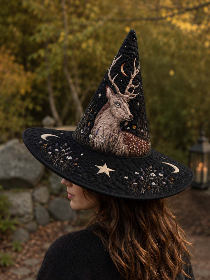 Mystical Deer Gothic | Quilted Witch Hat