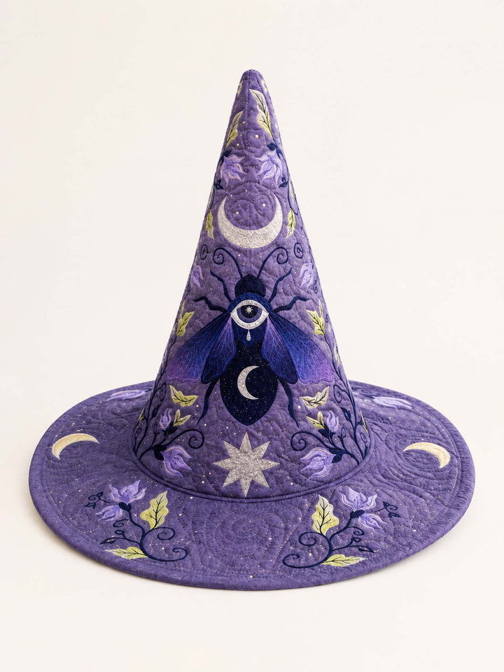 Purple Moon Mystic Celestial | Quilted Witch Hat