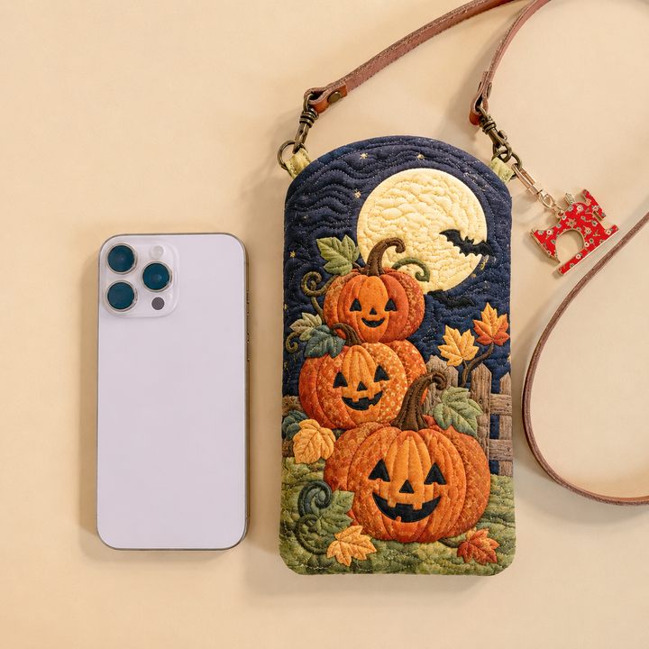 Moonlit Jack-o’-Lantern Patch | Quilted Phone Crossbody Bag