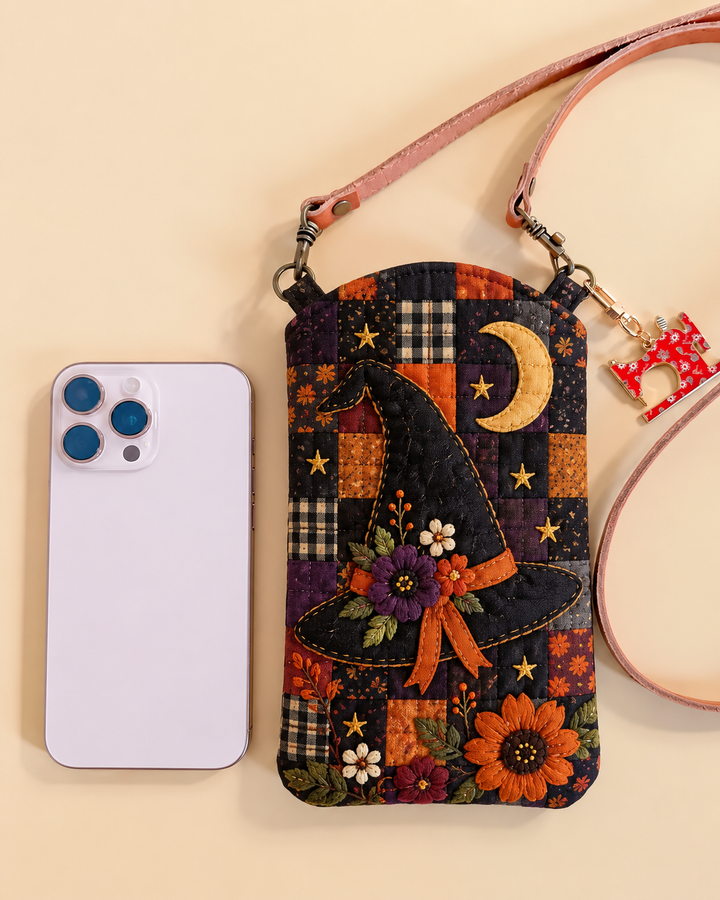 Witch Hat Moonlit Patchwork | Quilted Phone Crossbody Bag