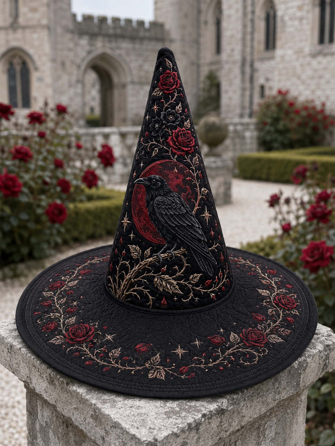 Black Rose Raven Victorian Gothic | Quilted Witch Hat