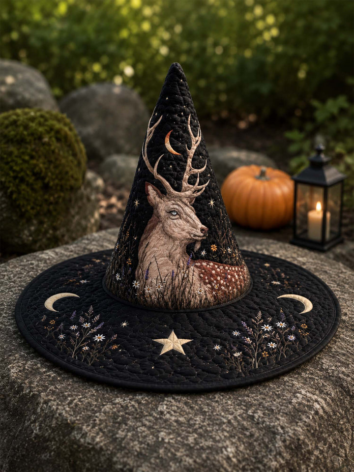 Mystical Deer Gothic | Quilted Witch Hat