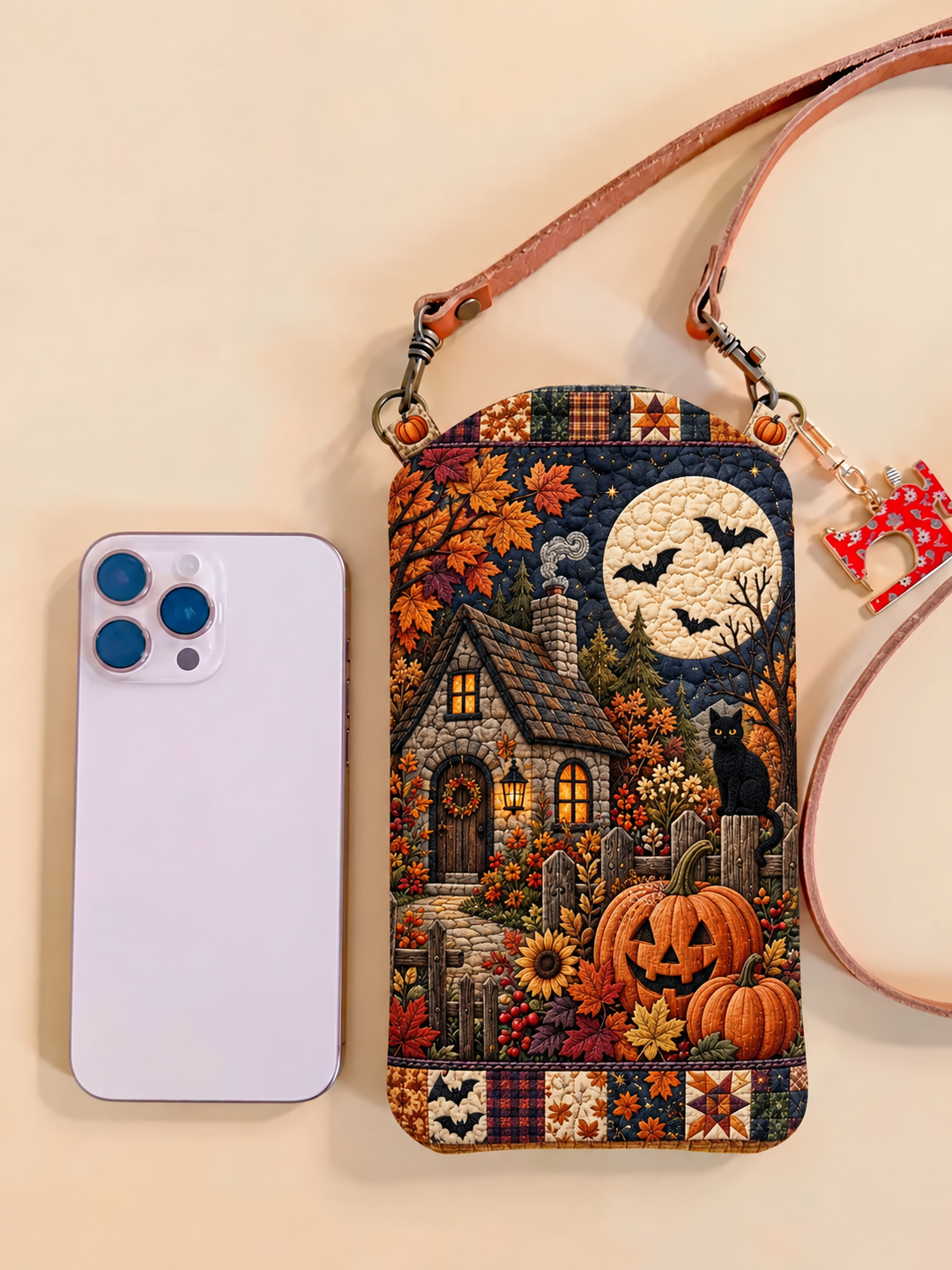 Haunted House Moonlight | Quilted Phone Crossbody Bag