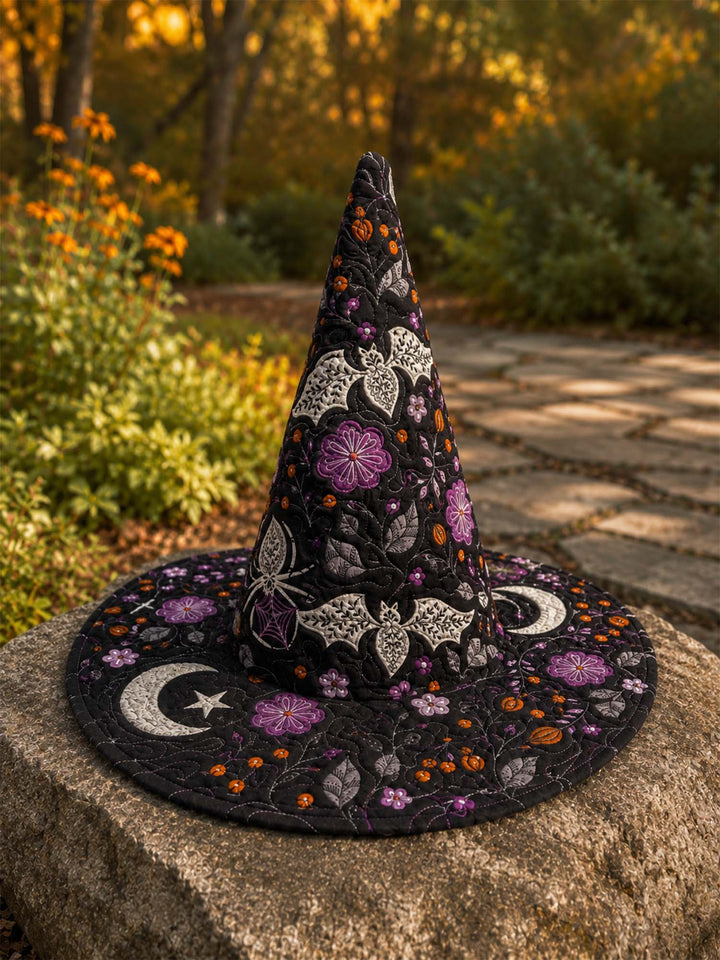 Bat Floral Moon | Quilted Witch Hat