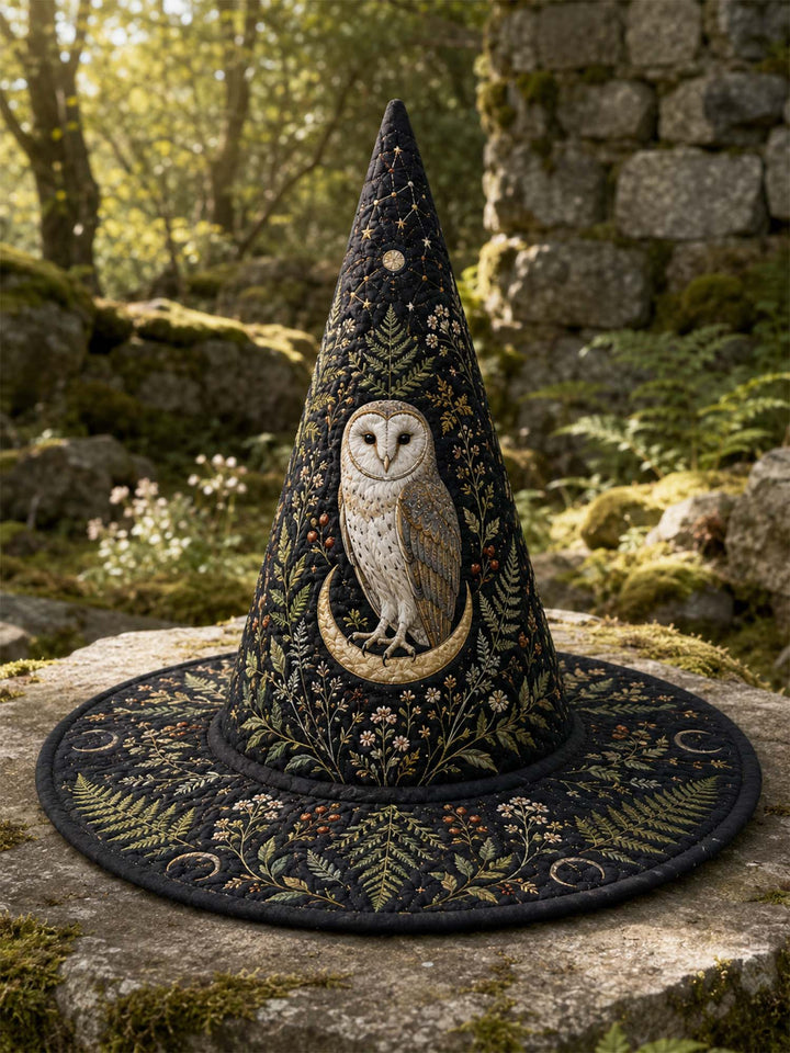 Moonlit Owl Dark Forest Gothic | Quilted Witch Hat