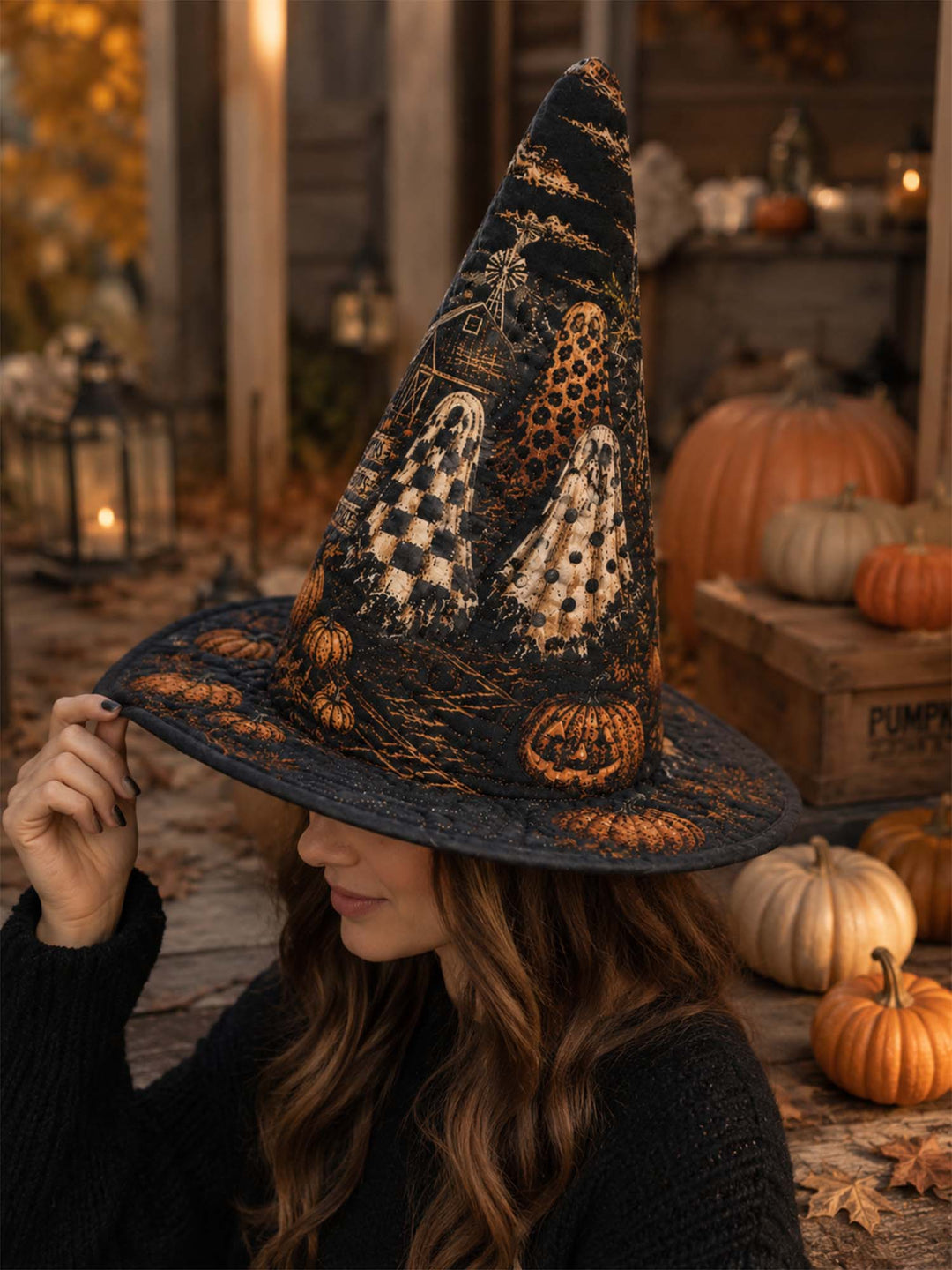 Gothic Haunted Pumpkin | Quilted Witch Hat