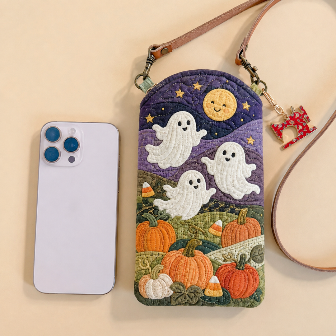 Friendly Ghost Pumpkin Patch | Quilted Phone Crossbody Bag