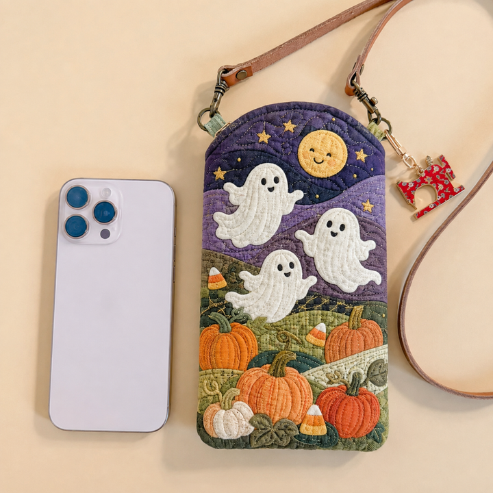Friendly Ghost Pumpkin Patch | Quilted Phone Crossbody Bag