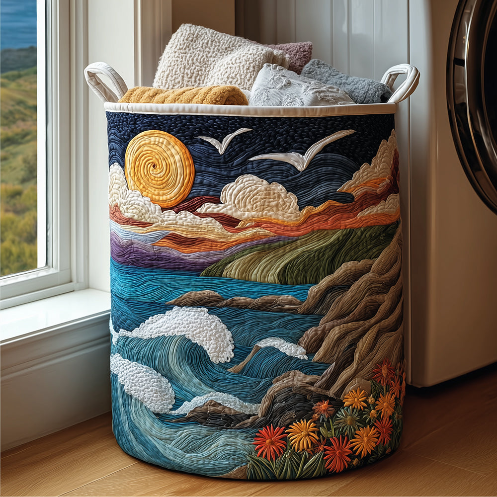 Coasterra Ocean Sunset | Quilted Laundry Basket