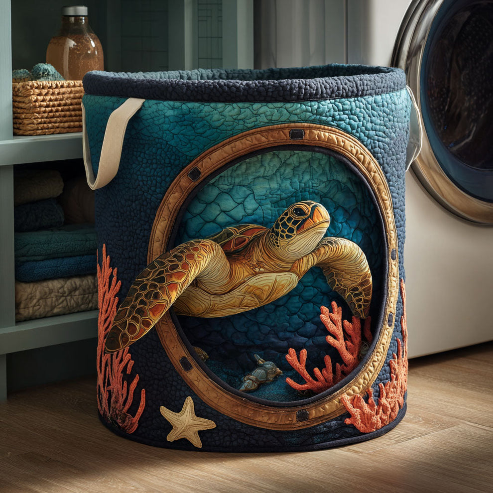 Turtlecove Sea Turtle | Quilted Laundry Basket