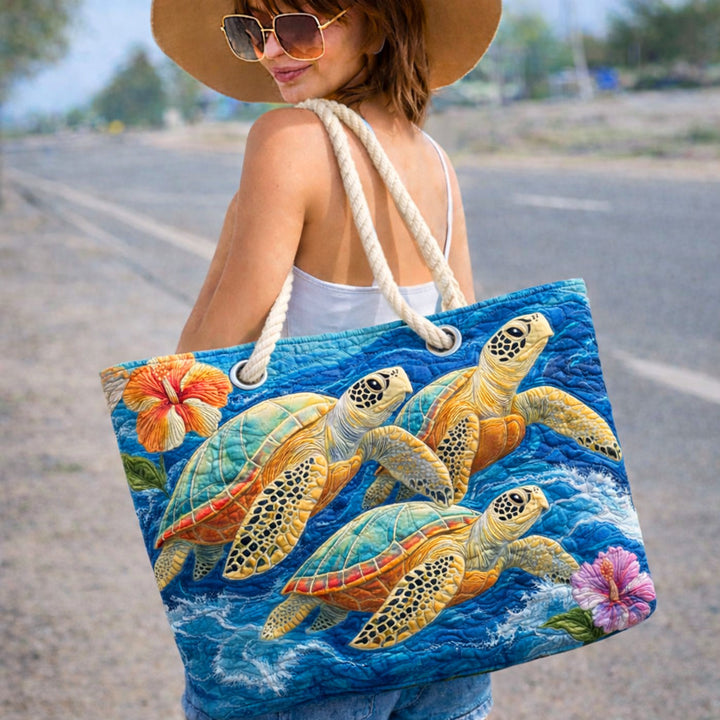 Sea Turtle II Quilted Beach Tote Bag